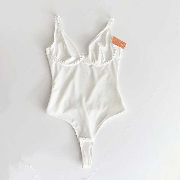 [Feelingirl] White Adjustable Strap Tummy Control Slimming Bodysuit NWT Sz Small - Picture 2 of 11